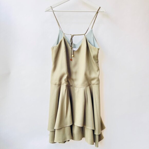 Hunter Bell tencel drop waist layered dress, green olive, Size XS - Picture 4 of 8